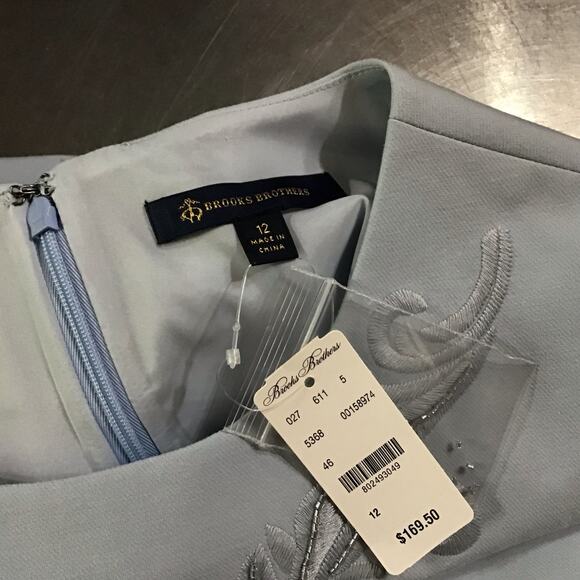 NWT Brooks Brothers Cotton Blend Embroidered Beaded Sheath Dress 12 Office - Picture 5 of 7